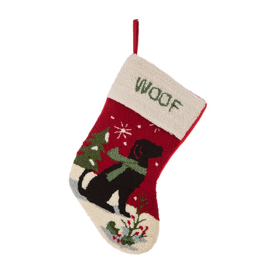 Glitzhome Dog Christmas Stocking, One Size, Red